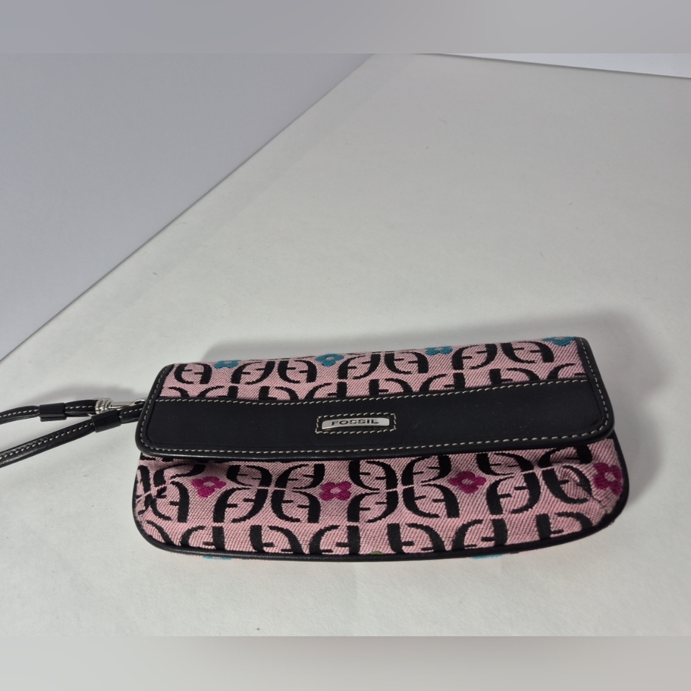 Fossil Womens Wristlet Clutch Bag Pink  Black